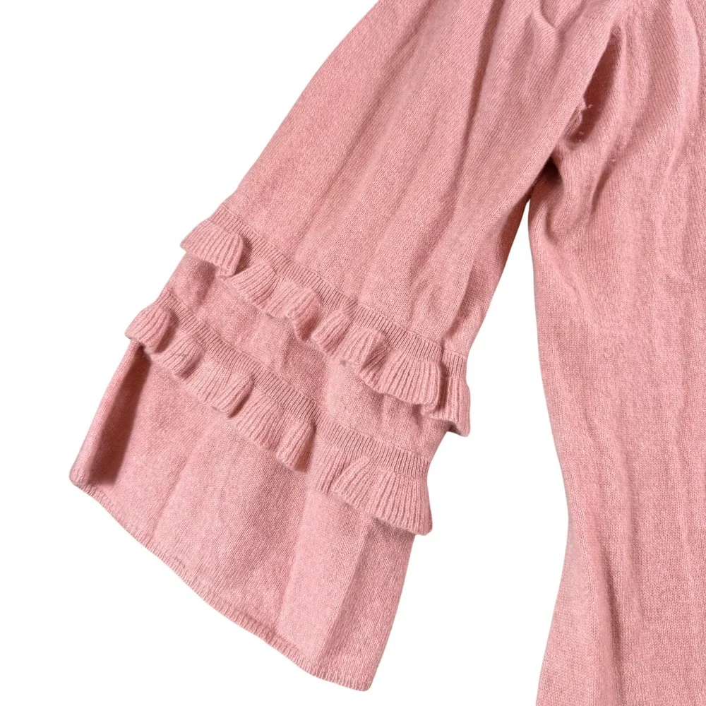 Charter Club Luxury‎ 100% Cashmere Pink Ruffle Bell Sleeve Sweater 3X Plus Size